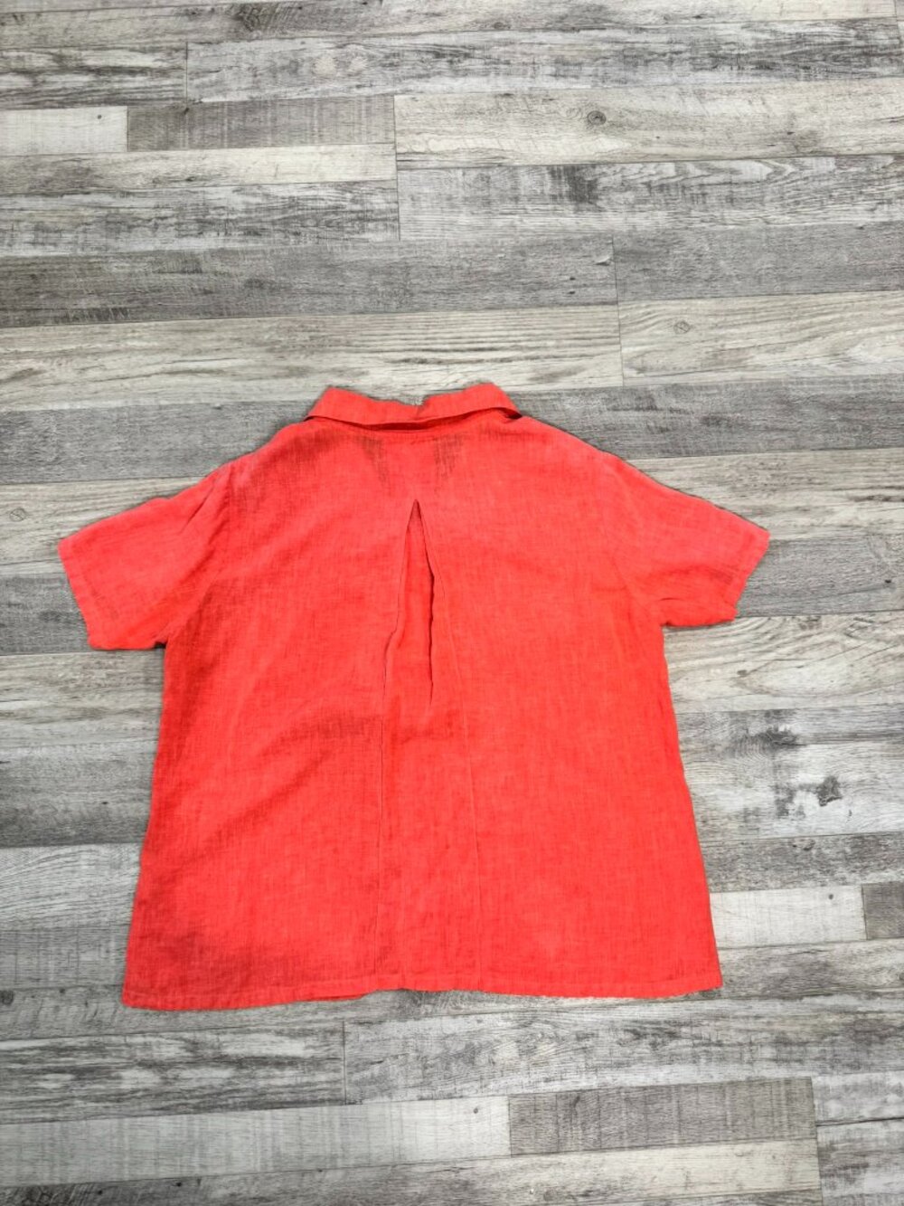Orvis coral hemp short sleeve button front womens shirt oversize small J2 - Picture 5 of 5